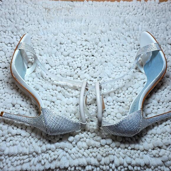 Schutz Cadey Lee Strappy  Elegant White Ankle Strap Heels Diamond Elegant 8.5 - Picture 14 of 16